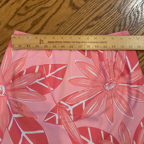 Lilly Pulitzer Skirt Pink Floral Palm Print White Label Size 4 - Picture 4 of 8